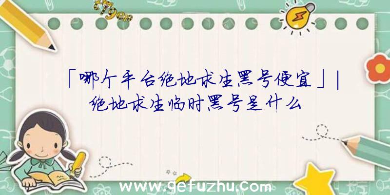 「哪个平台绝地求生黑号便宜」|绝地求生临时黑号是什么